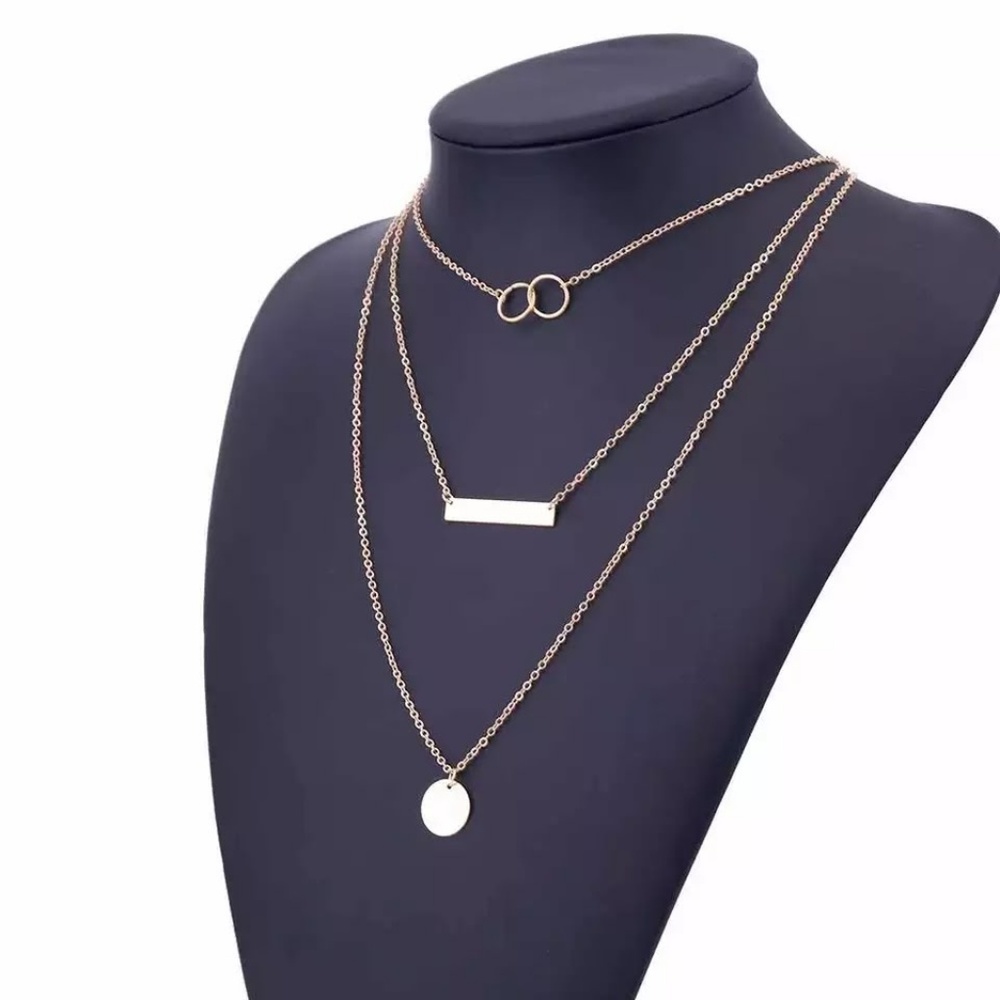 5 for $25 Three Layer Bar Medallion Necklace - Picture 4 of 6